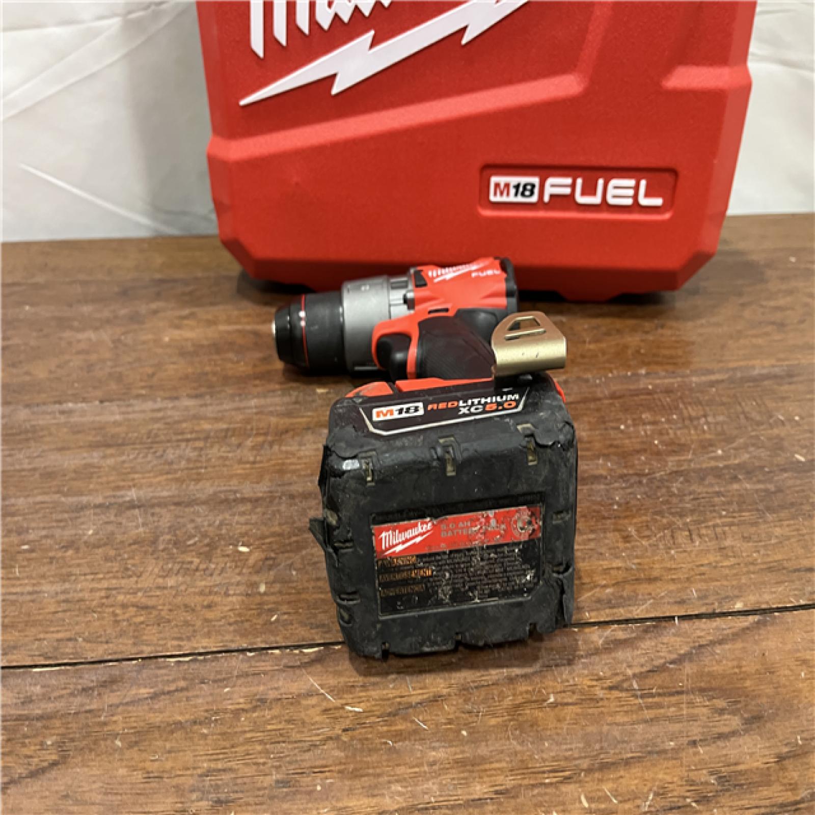 AS-ISMilwaukee 2904-22 Hammer Drill Driver Kit with Batteries  Charger & Tool Case  Red