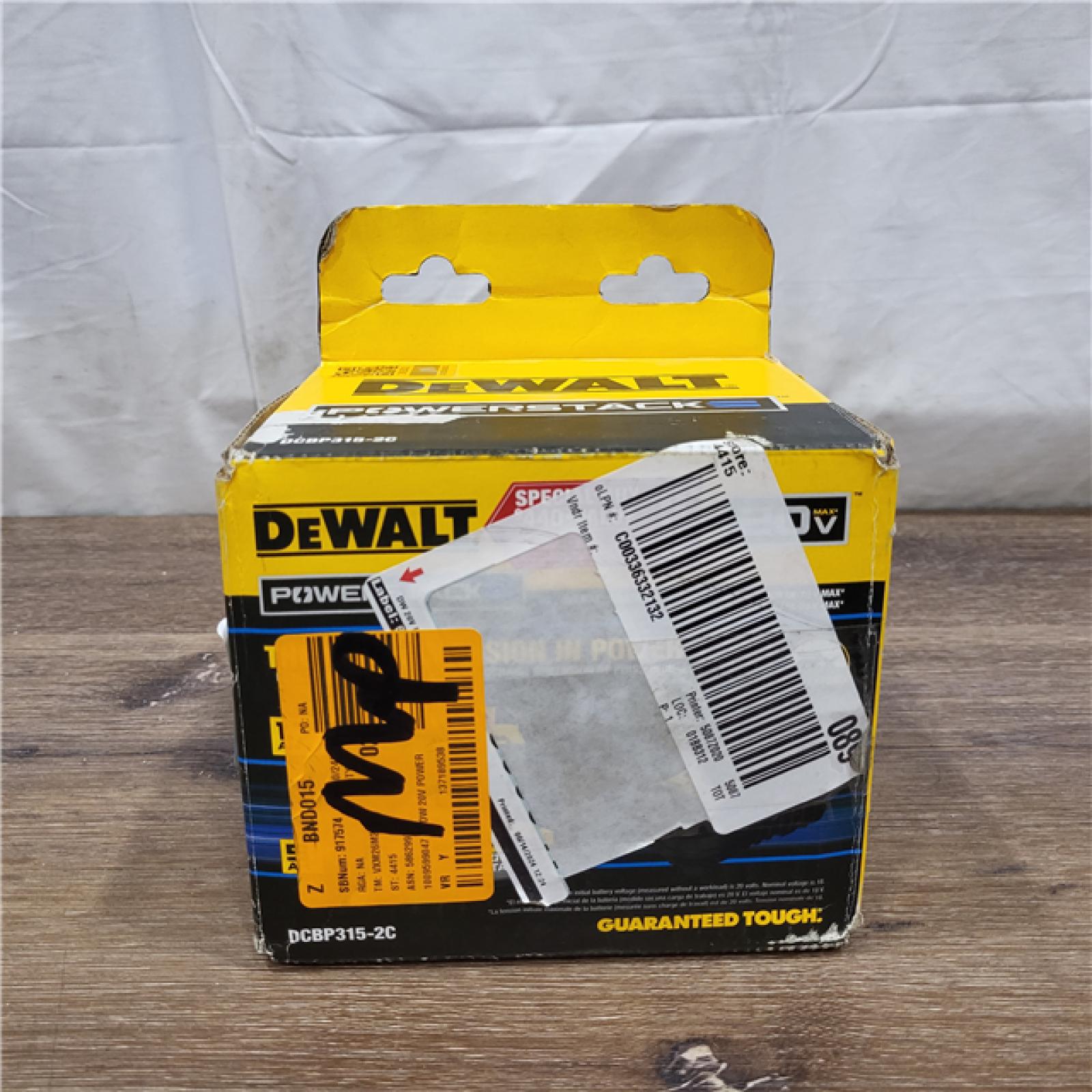 AS-IS DeWalt 20V MAX POWERSTACK DCBP315-2C Lithium-Ion 1.7Ah and 5Ah Battery and Charger Starter Kit 3 Pc