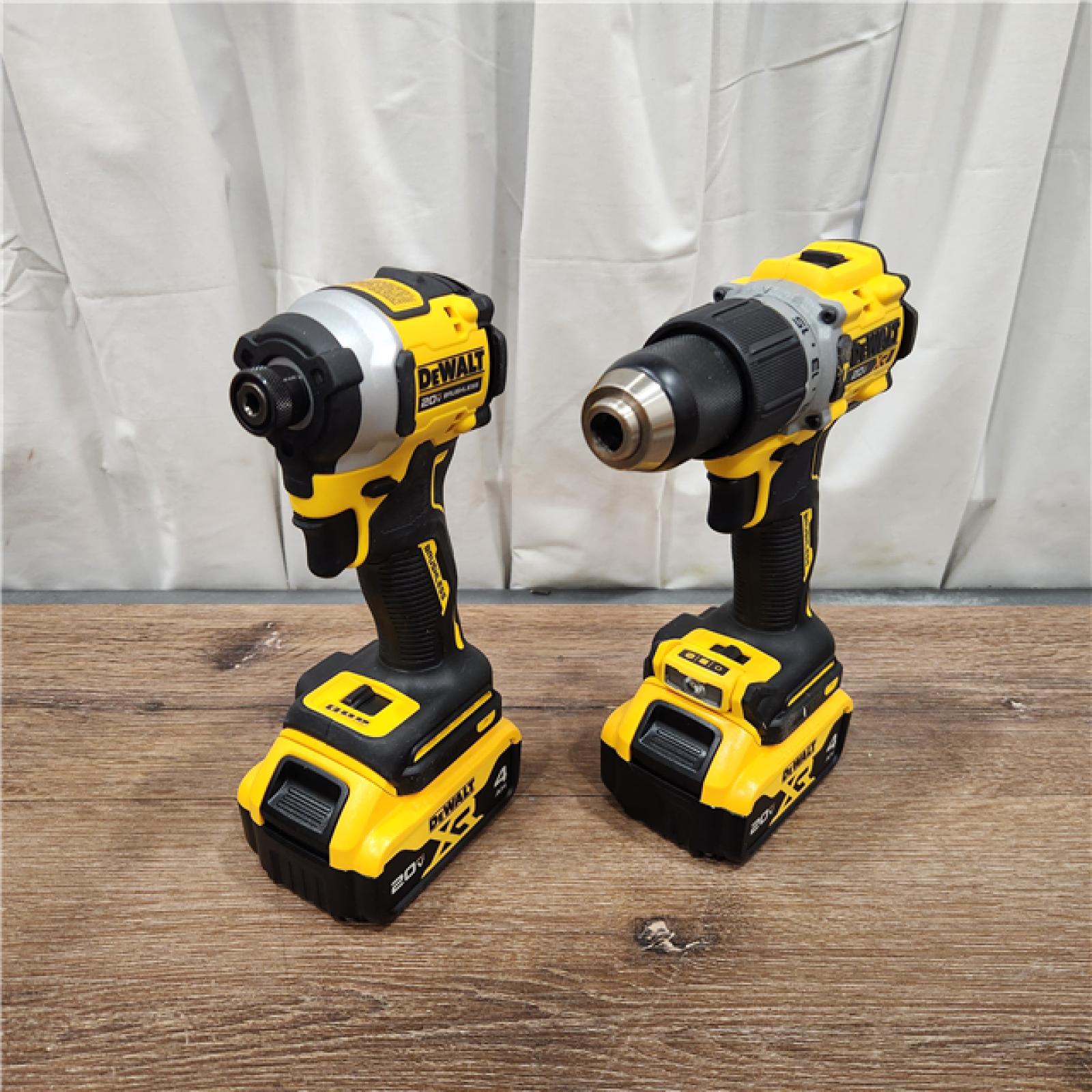 AS-IS DEWALT 20V MAX XR Hammer Drill and ATOMIC Impact Driver 2 Tool Cordless Combo Kit with (2) 4.0Ah Batteries, Charger, and Bag