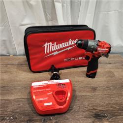 AS-IS Milwaukee M12 FUEL 12-Volt Lithium-Ion Brushless Cordless 1/2 in. Hammer Drill Kit with 1 Compact 2.0Ah Battery Pack and 1 Charger