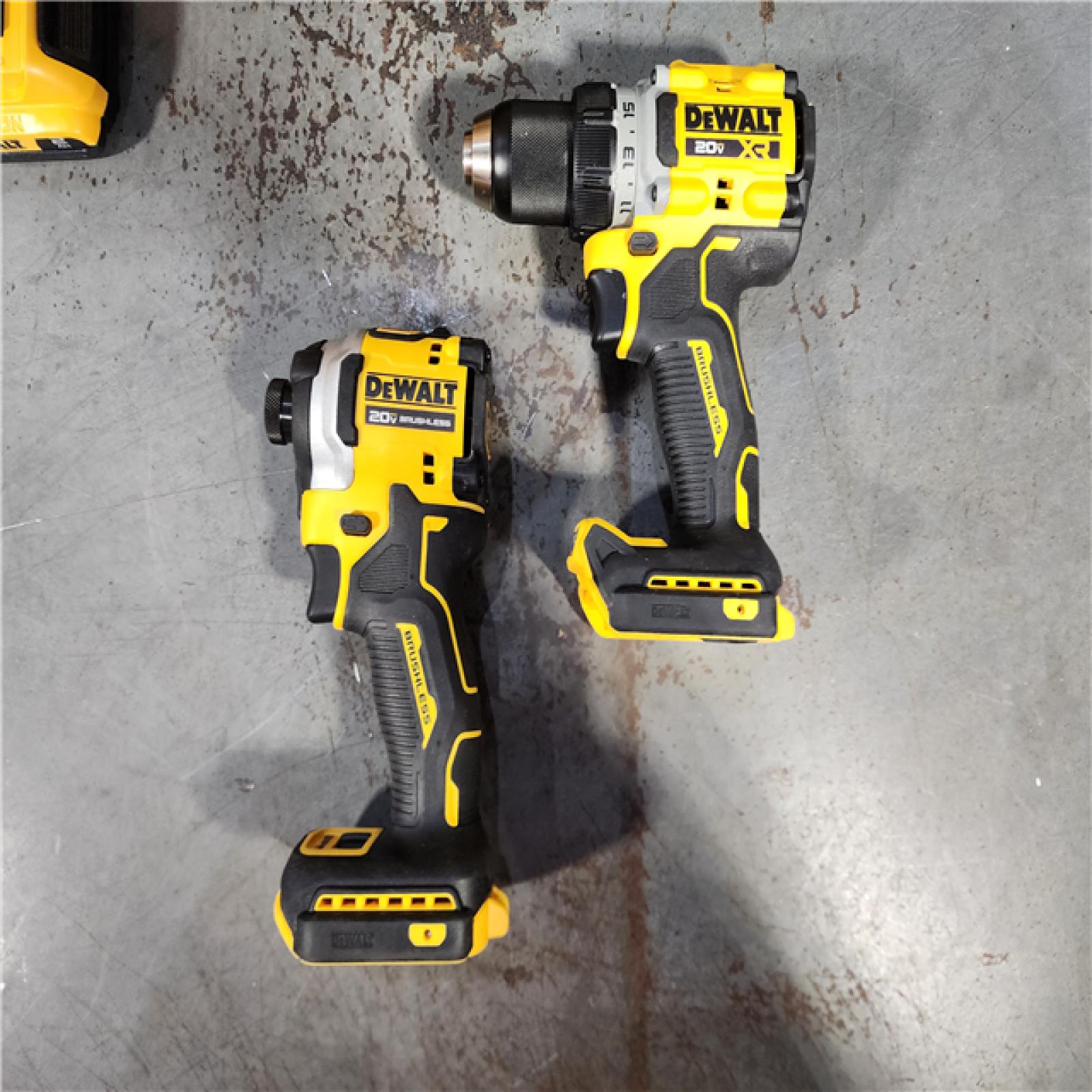 HOUSTON LOCATION - AS-IS DEWALT 20V MAX XR Cordless Drill/Driver, ATOMIC Impact Driver 2 Tool Combo Kit, (2) 2.0Ah Batteries, Charger, and Bag