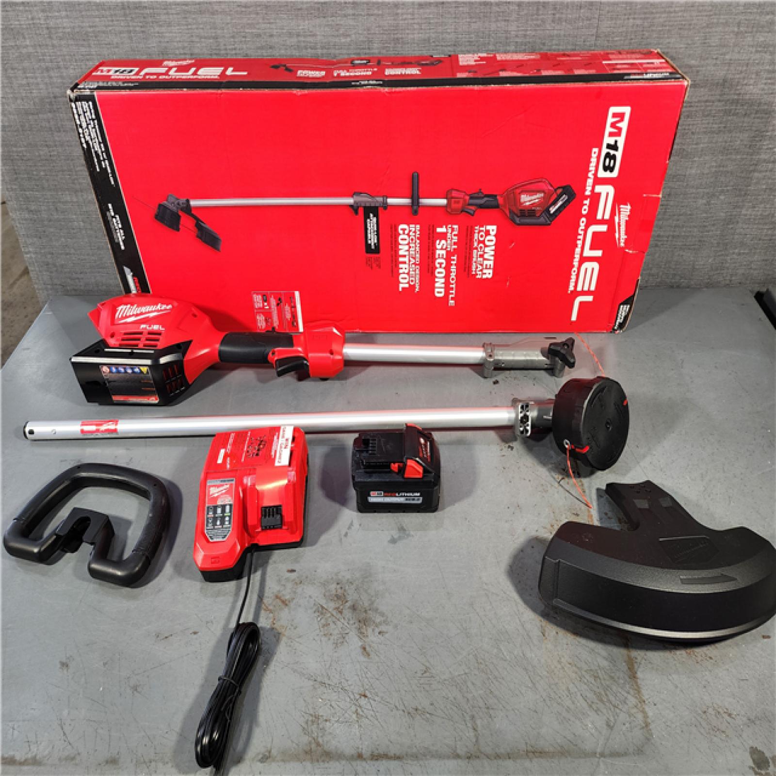 HOUSTON LOCATION - AS-IS (APPEARS LIKE NEW) M18 FUEL 18V Lithium-Ion Brushless Cordless String Trimmer with QUIK-LOK Attachment Capability and 8.0 Ah Battery