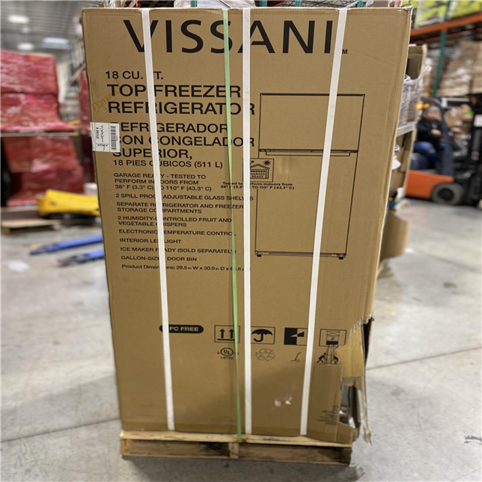 DALLAS LOCATION - AS-IS Vissani 18 cu. ft. Top Freezer Refrigerator in Stainless Steel Look