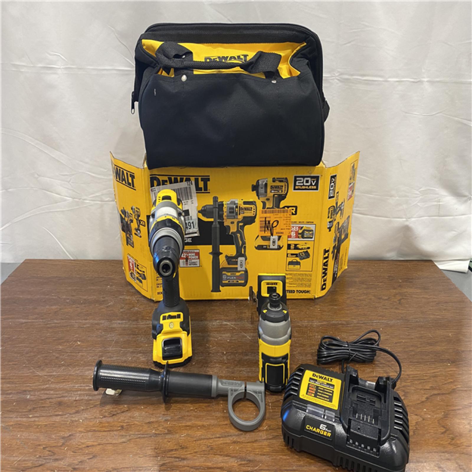 AS-IS DEWALT 20V MAX Cordless Brushless Hammer Drill/Driver 2 Tool Combo Kit with FLEXVOLT ADVANTAGE