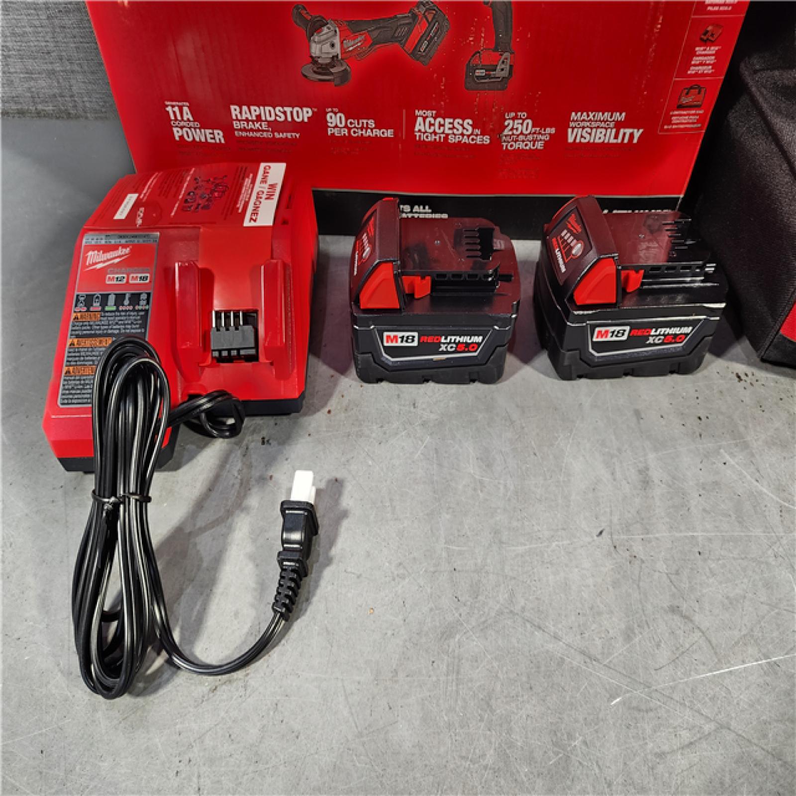 HOUSTON LOCATION - AS-IS M18 FUEL 18V Lithium-Ion Brushless Cordless Grinder & 3/8 in. Impact Wrench Combo Kit (2-Tool) W/ Two 5Ah Batteries