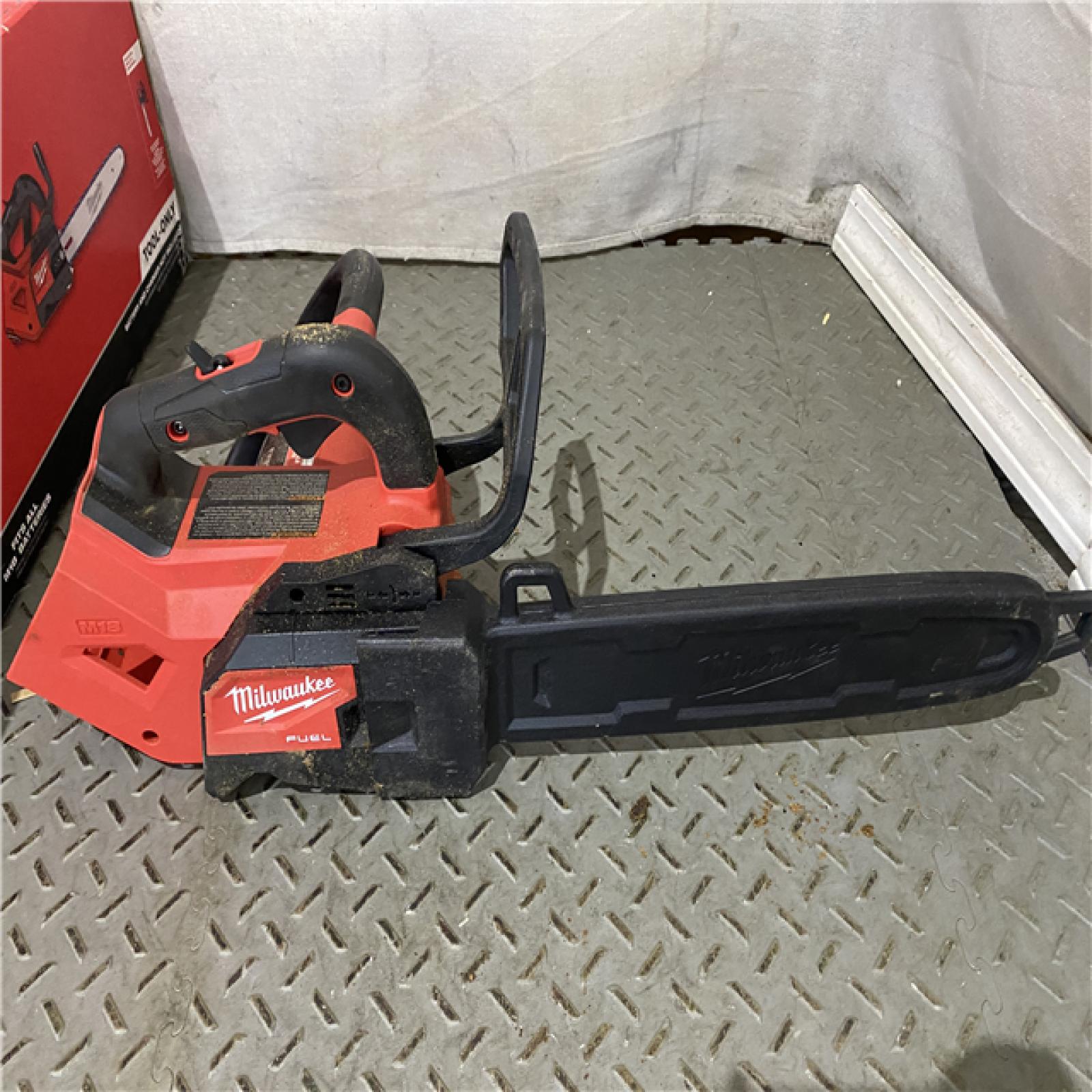 Houston location AS-IS Milwaukee Tool 2826-20T M18 FUEL 14  Top Handle 18-Volt Lithium-Ion Brushless Electric Cordless Chainsaw (Tool-Only)