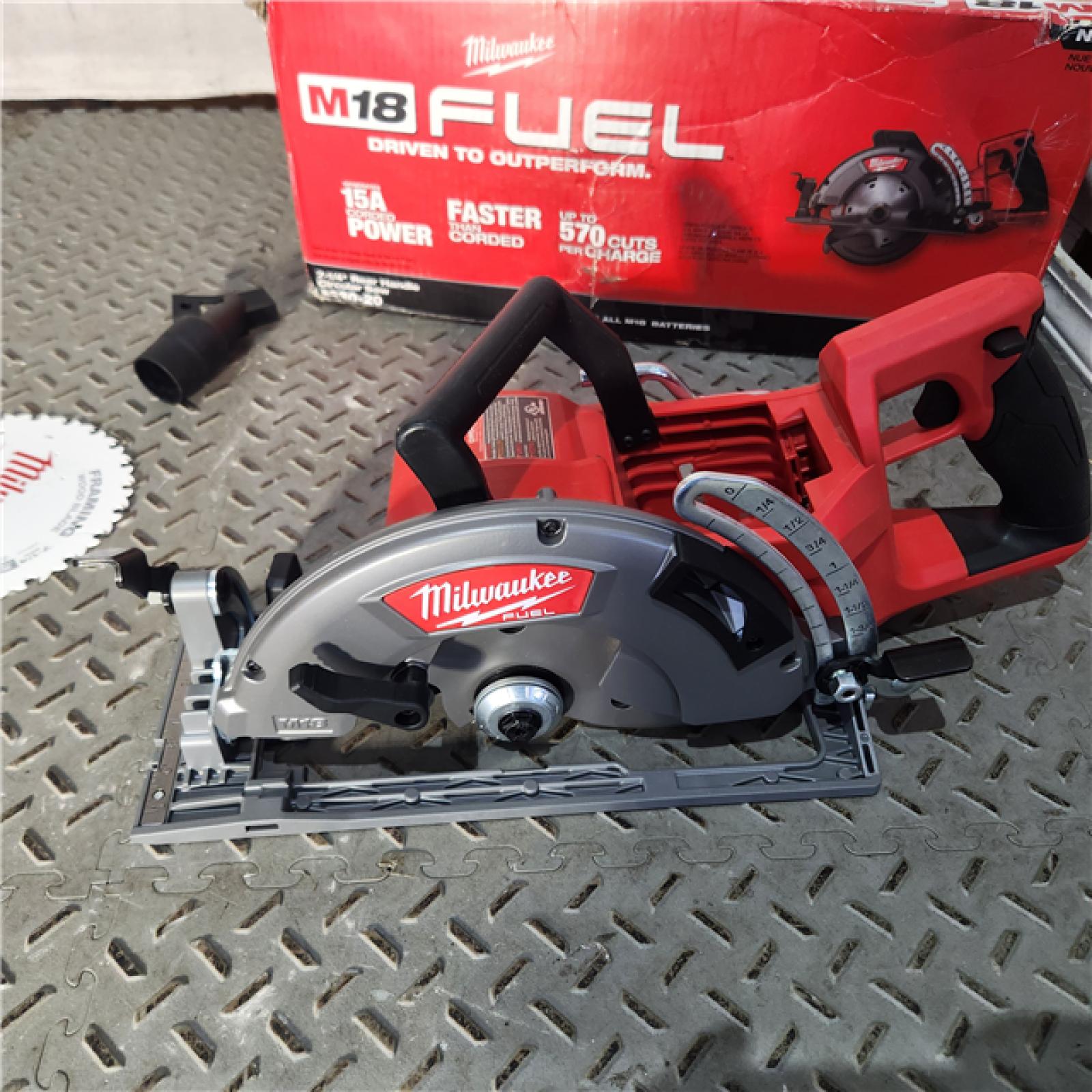 Houston location AS-IS Milwaukee 2830-20 Rear Handle Circular Saw M18 FUEL 7-1/4  Cordless Brushless Tool Only