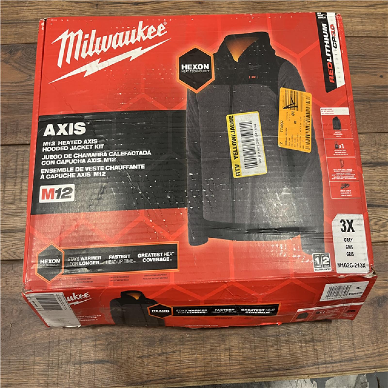 AS-IS Milwaukee M12 12V Mens Heated Axis Hooded Jacket with Battery, Gray, Size 3XL - M102G-213X