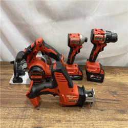 AS IS Milwaukee M18 18-Volt Lithium-Ion Brushless Cordless Combo Kit (4-Tool) with 2-Batteries, 1-Charger and Tool Bag