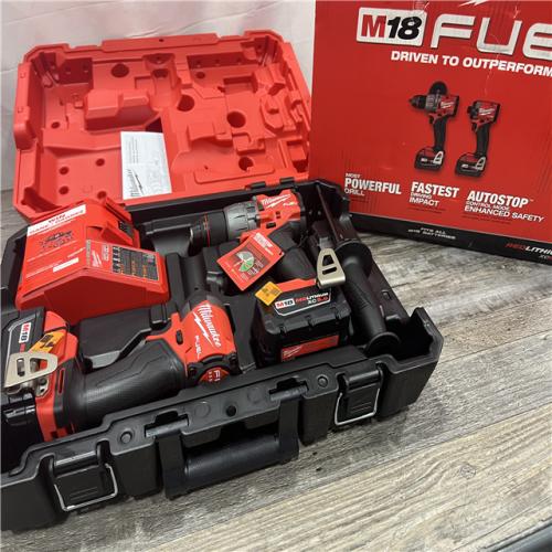 AS-IS MILWAUKEE M18 FUEL 18V Lithium-Ion Brushless Cordless Hammer Drill and Impact Driver Combo Kit (2-Tool) with 2 Batteries