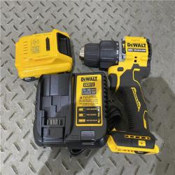 Houston location AS-IS DEWALT ATOMIC 20-Volt Lithium-Ion Cordless 1/2 in. Compact Hammer Drill with 3.0Ah Battery, Charger and Bag