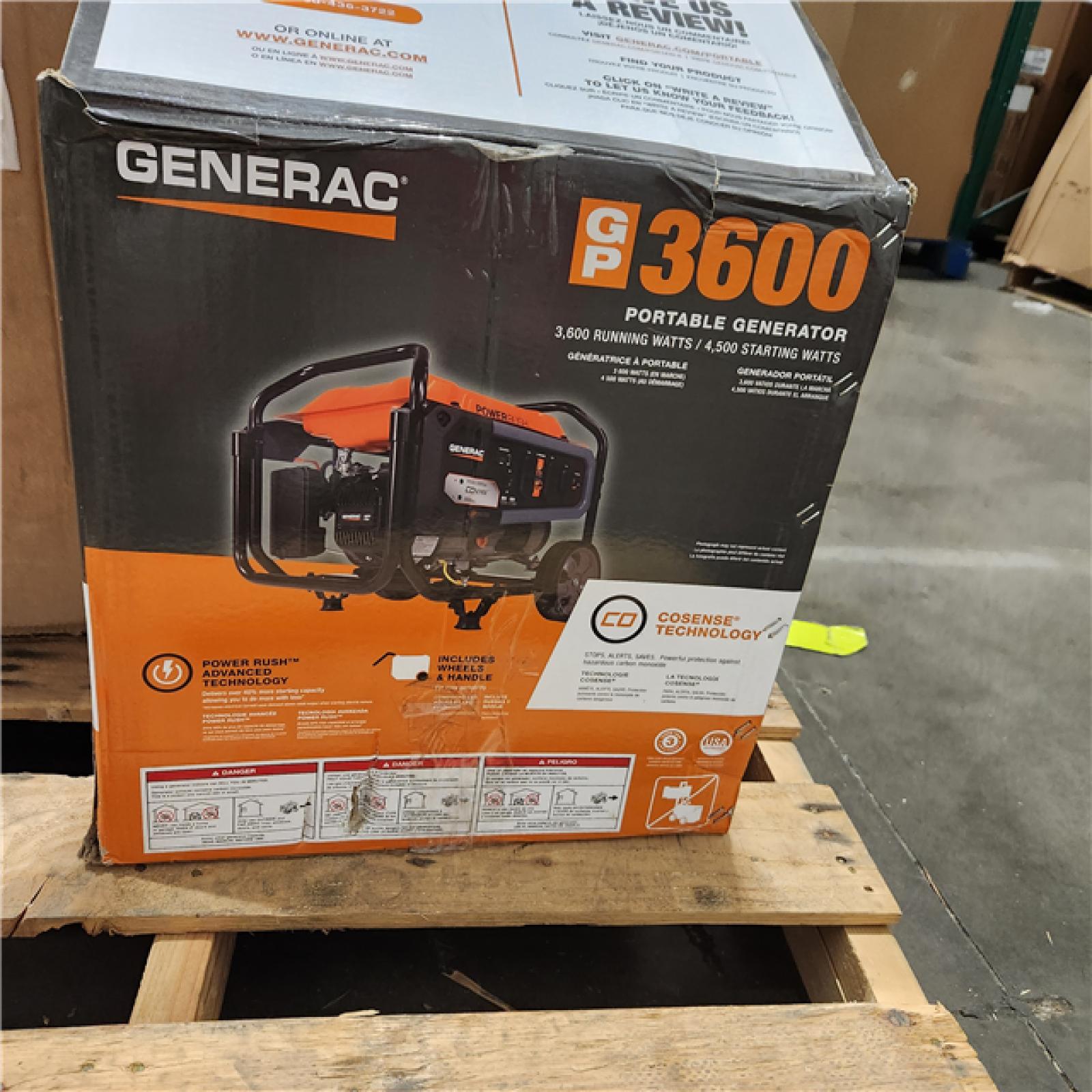 Dallas Location - As-Is Genera GP3600 3600-Watt Portable Generator