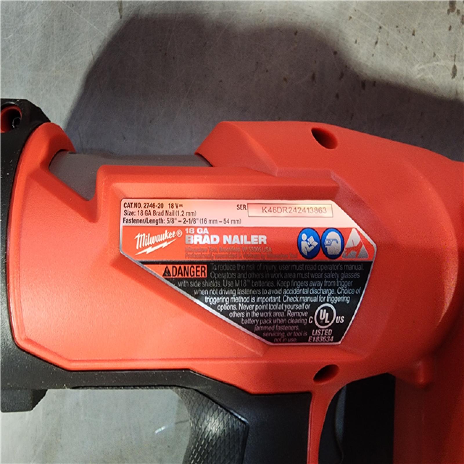 HOUSTON LOCATION - AS-IS (APPEARS LIKE NEW) Milwaukee M18 Fuel 18V Brushless 18-Gauge Brad Nailer 2746-20 (Bare Tool)