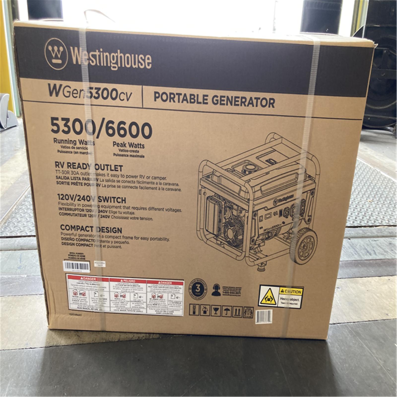 NEW! - Westinghouse 6,600/5,300-Watt Gas Powered Portable Generator with Recoil Start, 30A 120/240V Outlet