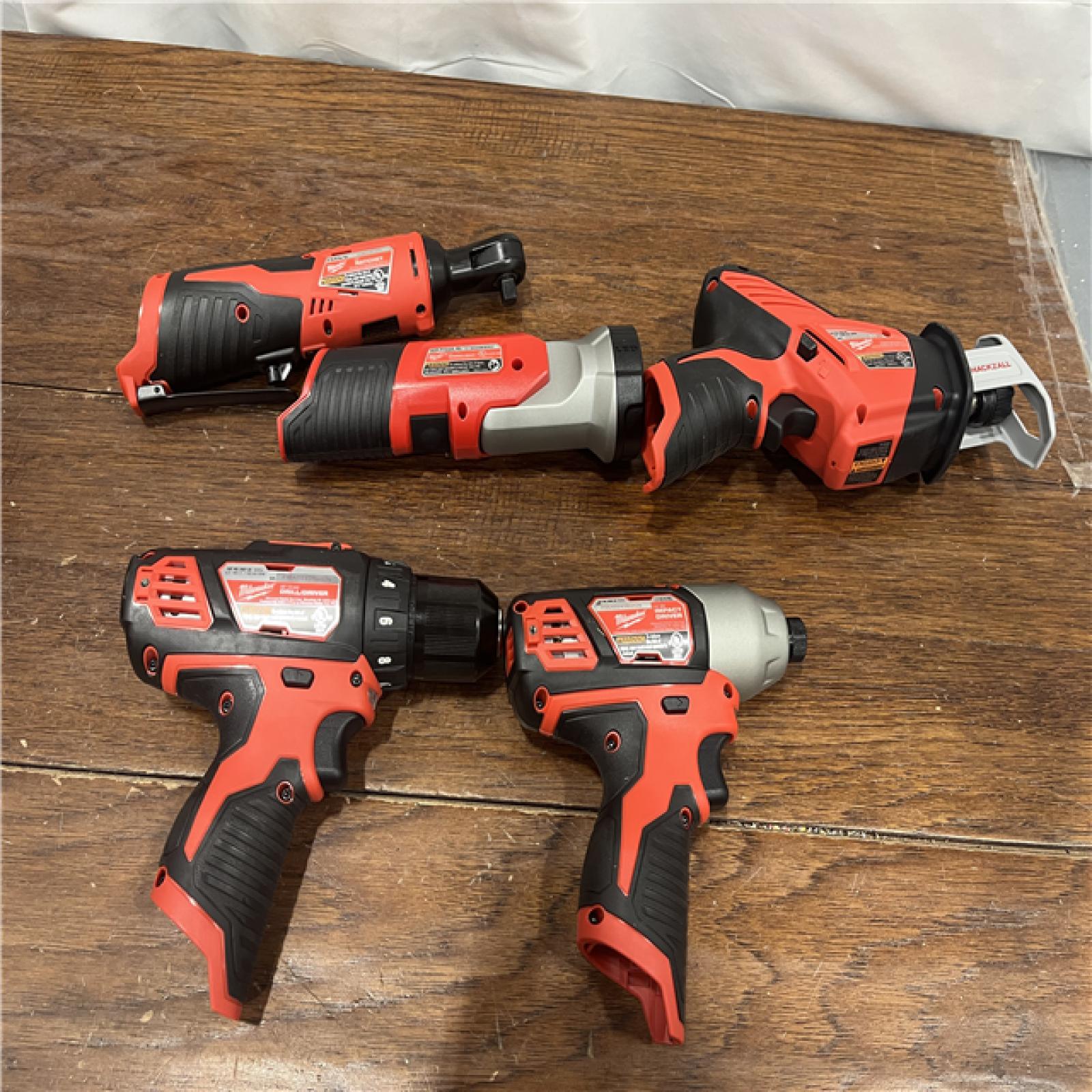 AS-ISMILWAUKEE M12 12V Lithium-Ion Cordless Combo Kit (5-Tool) with Two 1.5Ah Batteries, Charger & Tool Bag