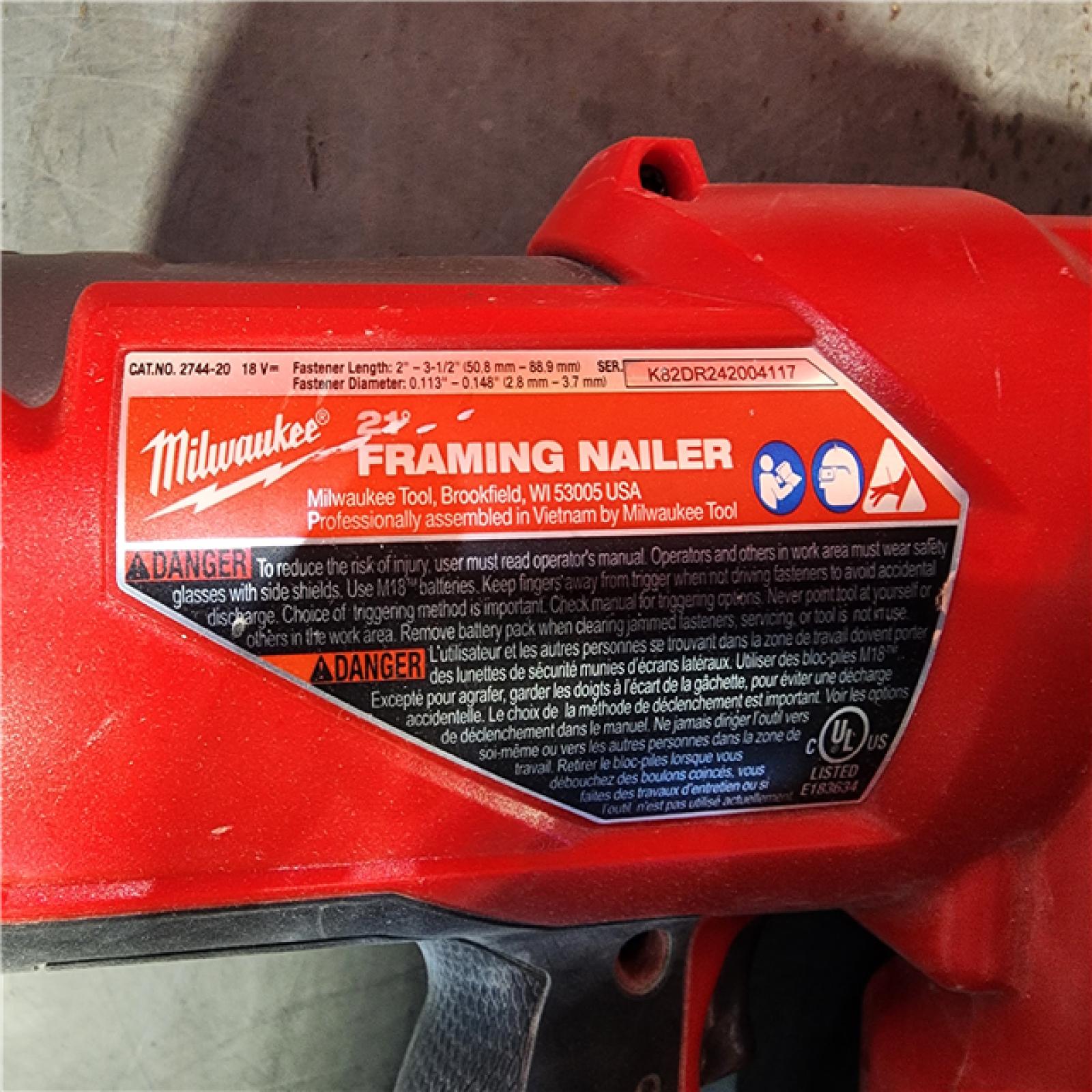 HOUSTON LOCATION - AS-IS Milwaukee 2744-20 M18 FUEL 21-Degree Cordless Framing Nailer (Tool Only)