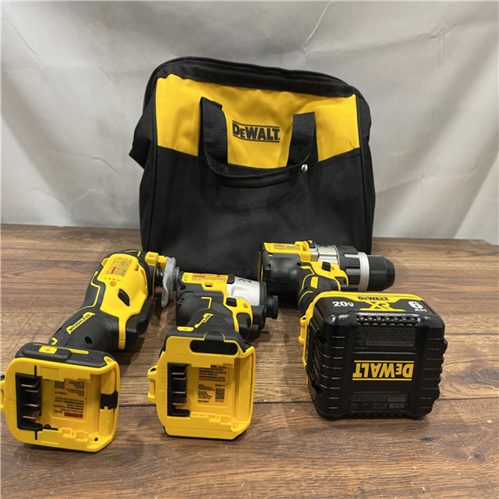 AS IS DEWALT 20-Volt Lithium-Ion Cordless 3-Tool Combo Kit with FLEXVOLT 9 Ah and 20V 6 Ah Batteries and Charger