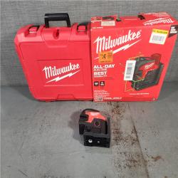 HOUSTON LOCATION - AS-IS (APPEARS LIKE NEW) Milwaukee 3624-20 12V M12 Lithium-Ion Cordless USB Rechargeable Green Beam Cross Line & 4-Points Laser (TOOL ONLY)