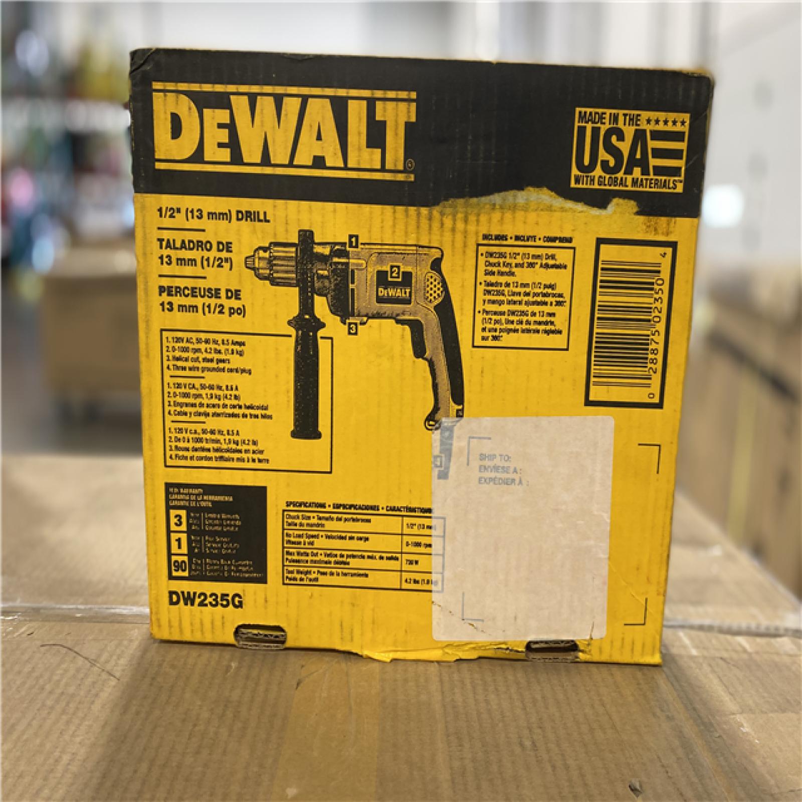 NEW! - DEWALT 7.8 Amp Corded 1/2 in. Variable Speed Reversing Drill