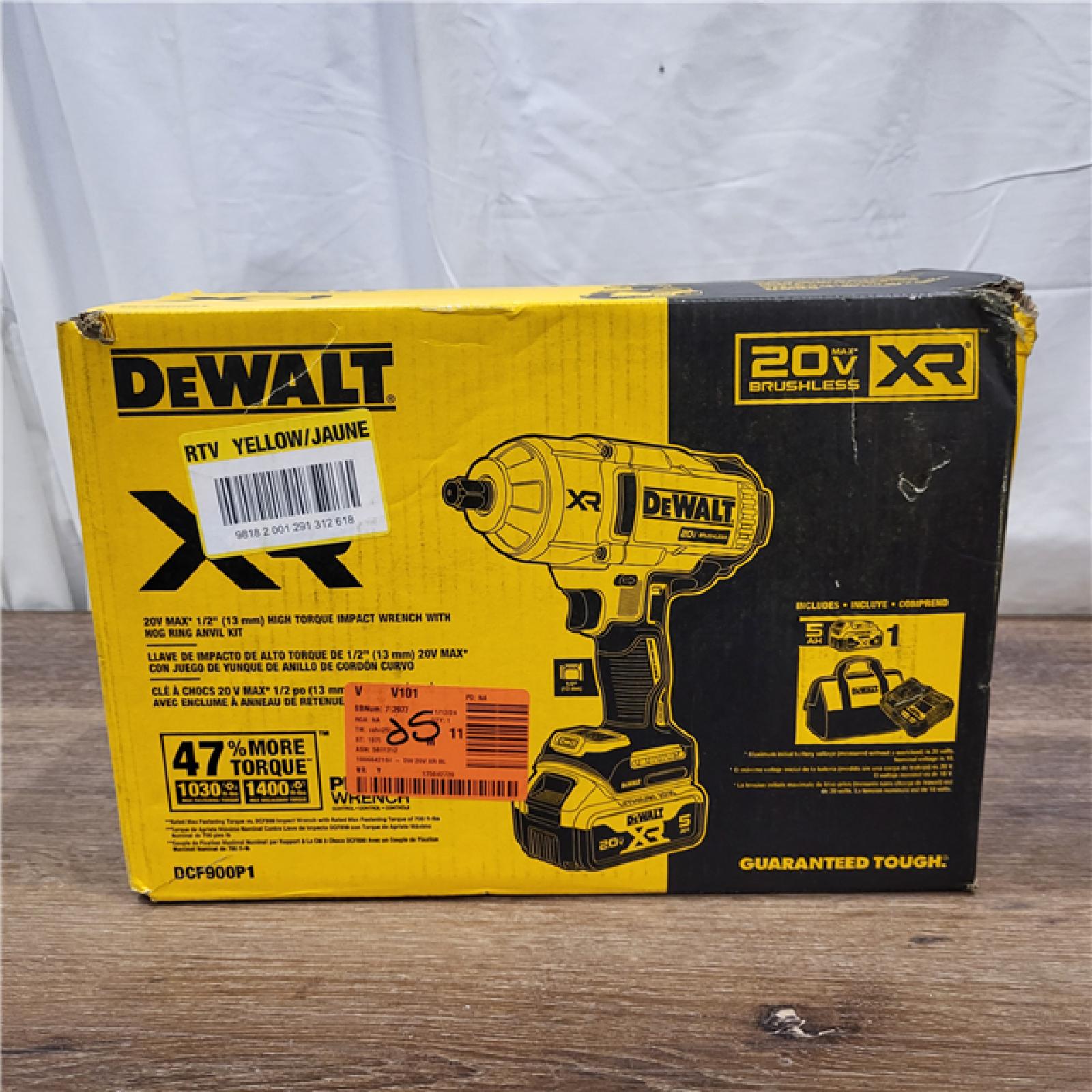 AS-IS DEWALT 20V MAX* XR 1/2  High Torque Impact Wrench with Hog Ring Anvil