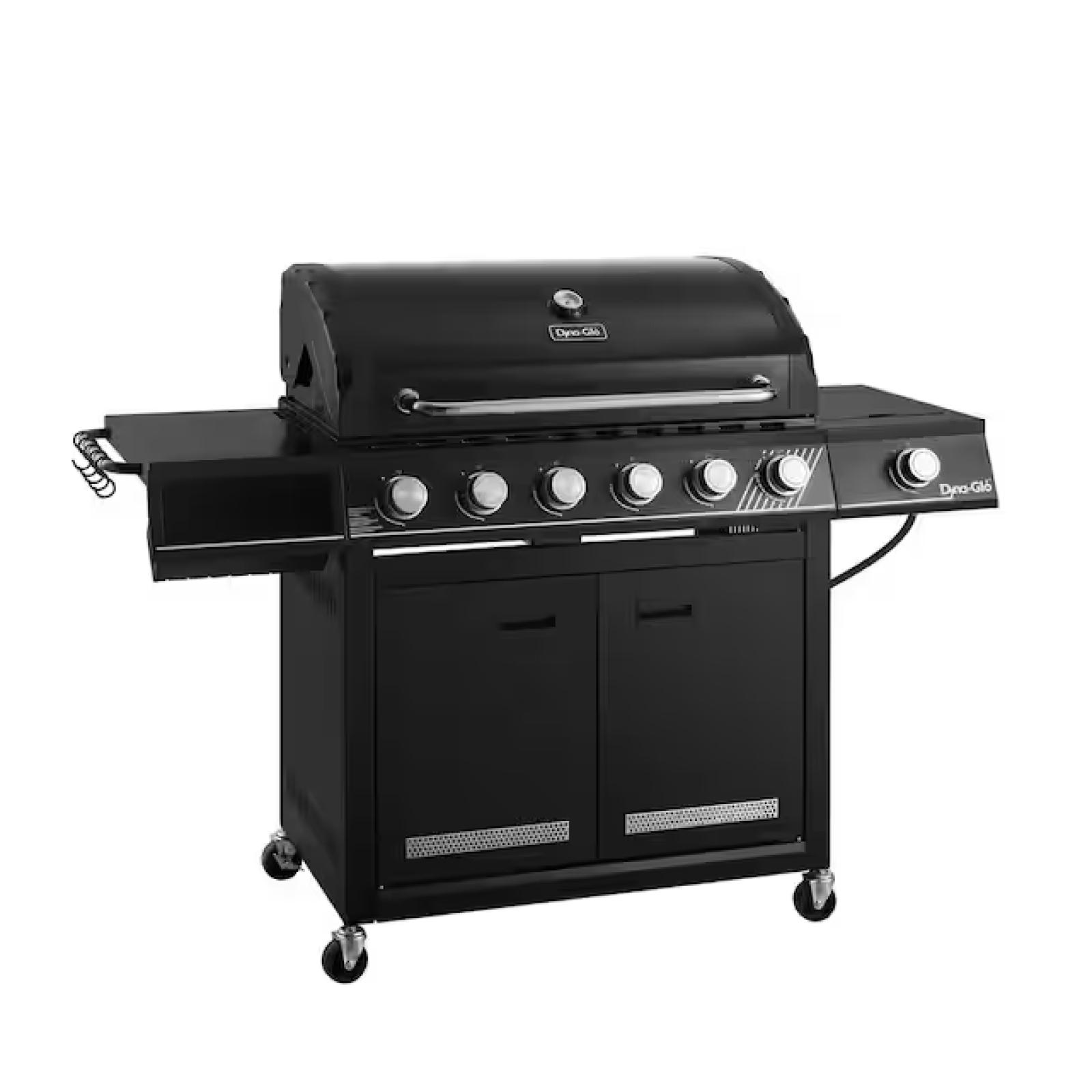 DALLAS LOCATION -Dyna-Glo 6-Burner Natural Gas Grill in Matte Black with TriVantage Multi-Functional Cooking System