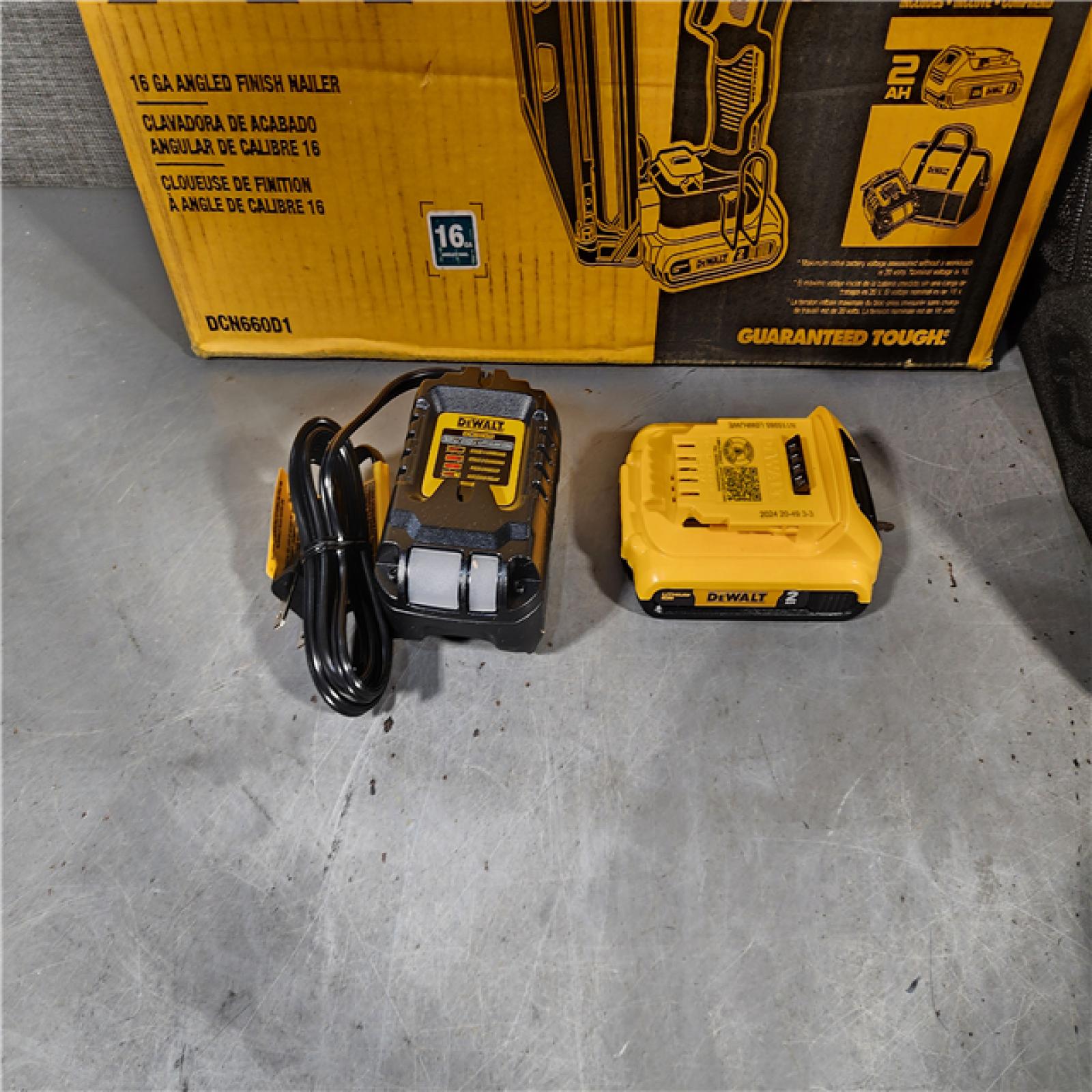 HOUSTON LOCATION - AS-IS DeWalt DCN660D1 20V 16 Gauge Cordless Angled Finish Nailer Kit W/ 2Ah Battery