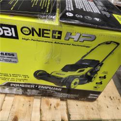 DALLAS LOCATION - AS-IS RYOBI ONE+ HP 18V Brushless 16 in. Cordless Battery Walk Behind Push Lawn Mower with (2) 4.0 Ah Batteries and (1) Charger