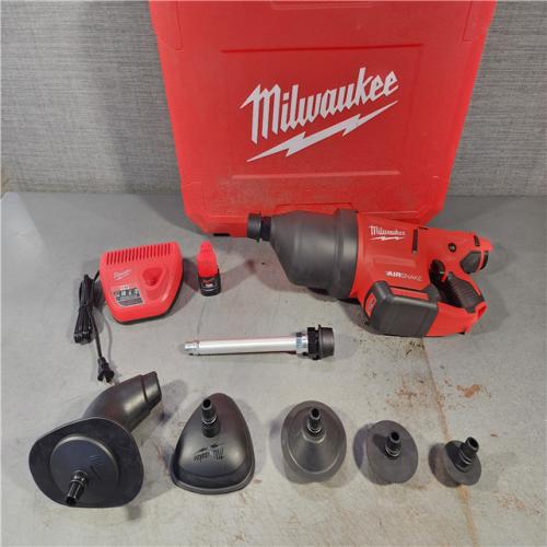 HOUSTON LOCATION - AS-IS M12 12-Volt Lithium-Ion Cordless Drain Cleaning Airsnake Air Gun Kit with (1) 2.0Ah Battery, Toilet Attachments