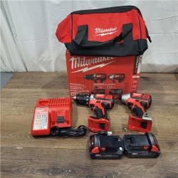 AS-IS Milwaukee M18 18V Cordless Brushed 2 Tool Drill/Driver and Impact Driver Kit