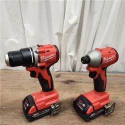 AS-IS M18 18-Volt Lithium-Ion Brushless Cordless Compact Hammer Drill/Impact Combo Kit (2-Tool) with (2) Batteries, Bag