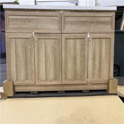 DALLAS LOCATION -  Home Decorators Collection Charbury 60 in. W x 22 in. D x 34 in. H Double Sink Freestanding Vanity in Light Oak w/ White Engineered Stone Top