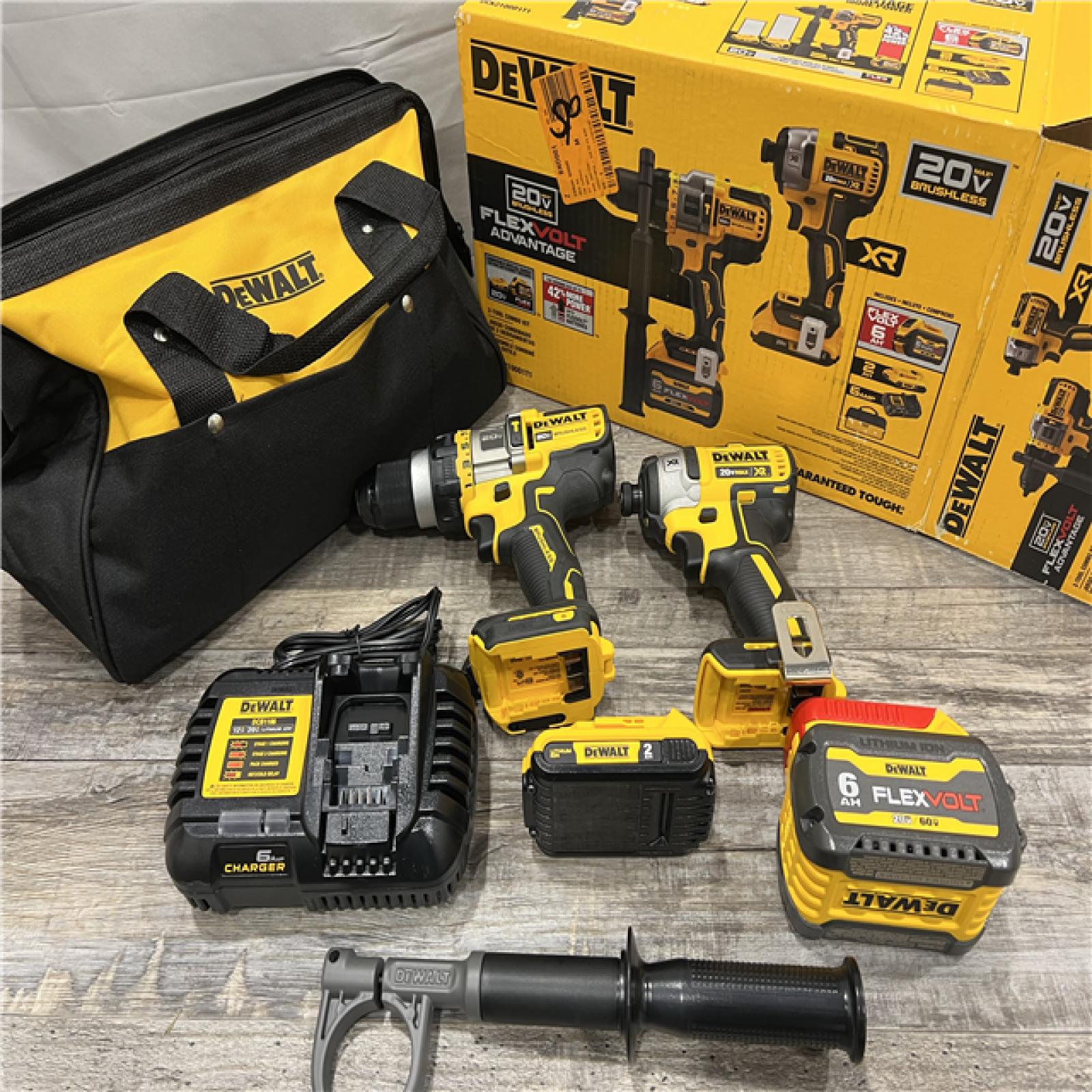 AS-IS DEWALT 20V MAX Cordless Brushless Hammer Drill/Driver 2 Tool Combo Kit with FLEXVOLT ADVANTAGE