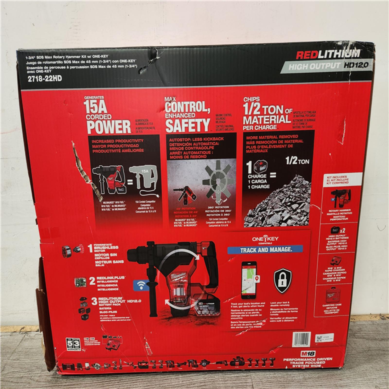 Phoenix Location NEW Milwaukee M18 FUEL ONE-KEY 18V Lithium-Ion Brushless Cordless 1-3/4 in. SDS-MAX Rotary Hammer with Two 12.0 Ah Battery