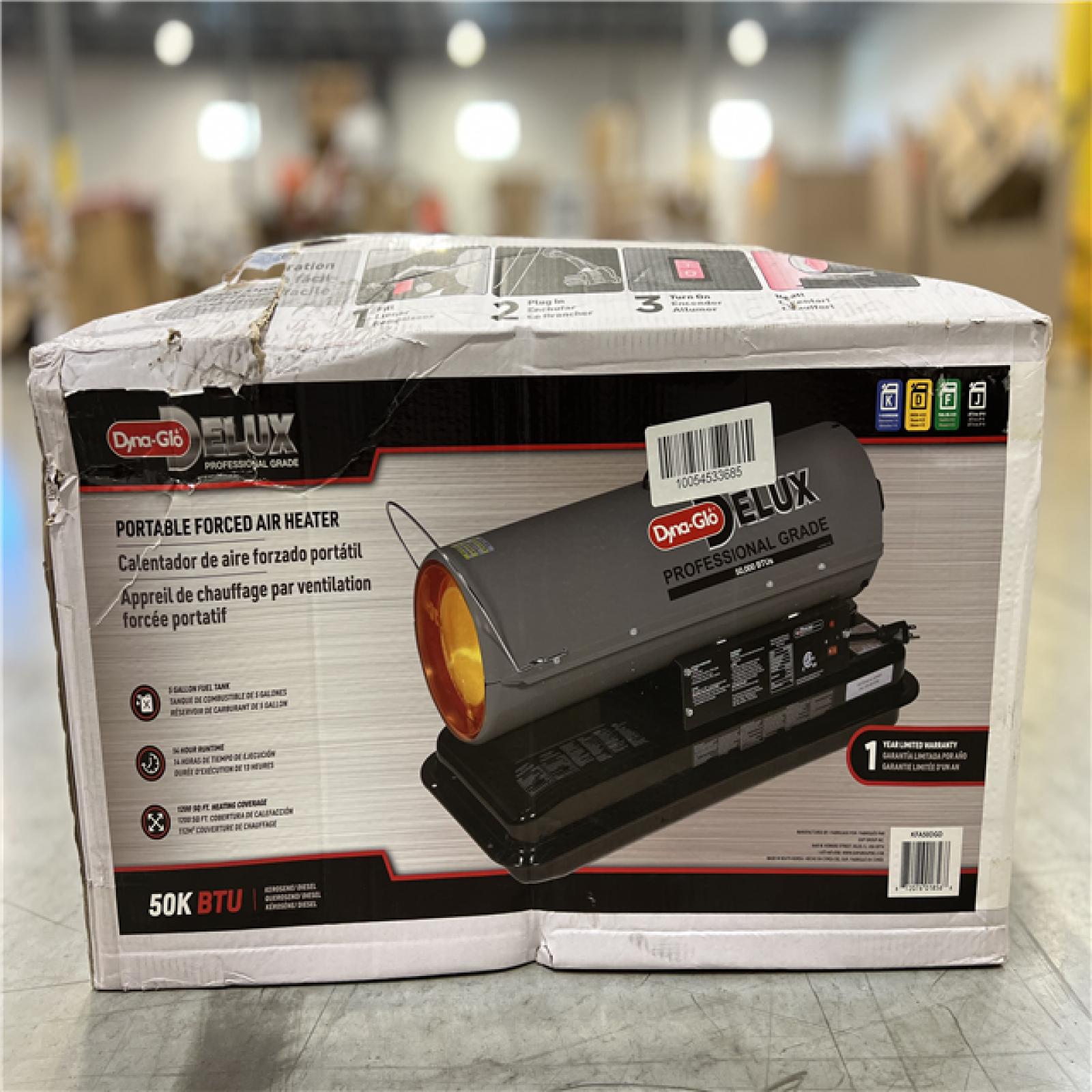 New Dyna Glo Delux 50k Btu Kerosene Forced Air Heater Gray