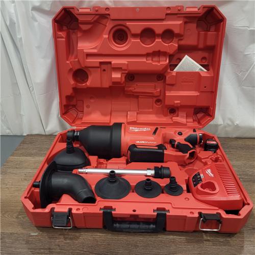 AS-IS M12 12-Volt Lithium-Ion Cordless Drain Cleaning Airsnake Air Gun Kit with (1) 2.0Ah Battery, Toilet Attachments