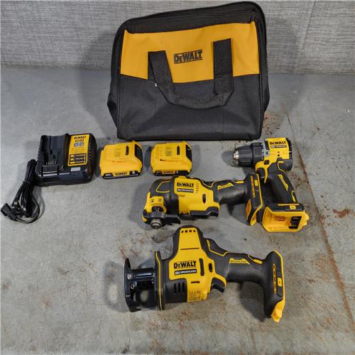 HOUSTON LOCATION - AS-IS DeWalt 20V MAX ATOMIC Cordless Brushless 3 Tool Combo Kit