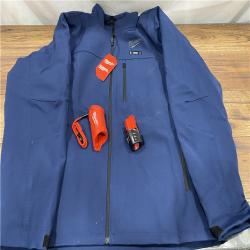 AS IS Men's X-Large M12 12-Volt Lithium-Ion Cordless Tough Shell Navy Blue Heated Jacket with (1) 3.0 Ah Battery and Charger