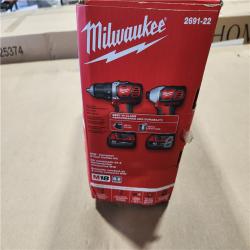 NEW! - Milwaukee M18 18V Lithium-Ion Cordless Drill Driver/Impact Driver Combo Kit (2-Tool) W/ Two 1.5Ah Batteries, Charger Tool Bag