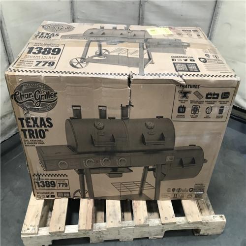California AS-IS Char-Griller Texas Trio Gas, Charcoal, And Smoker Grill