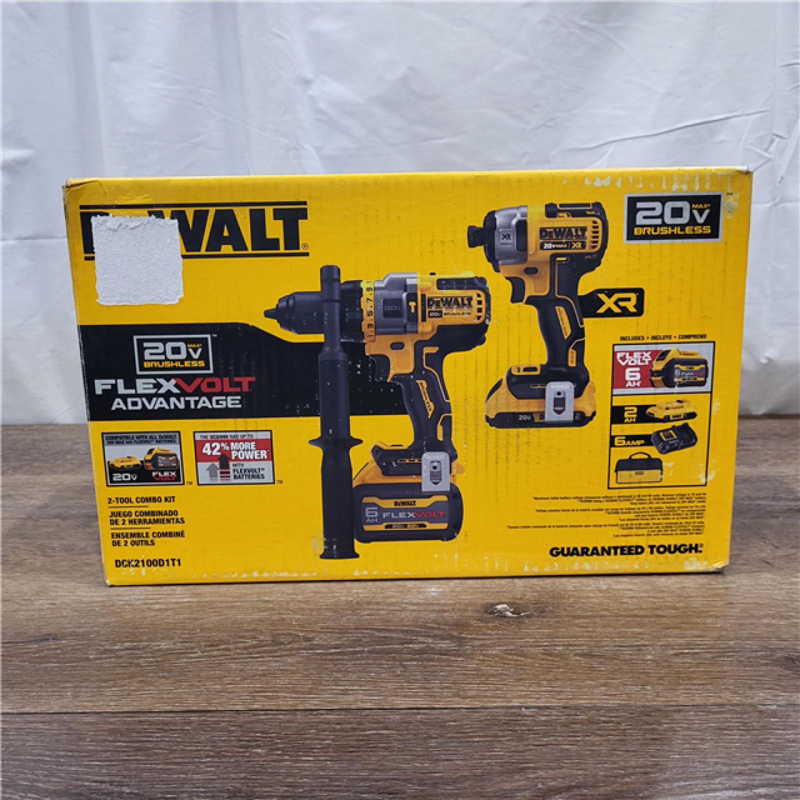 AS-IS 20V MAX Cordless Brushless Hammer Drill/Driver 2 Tool Combo Kit with FLEXVOLT ADVANTAGE