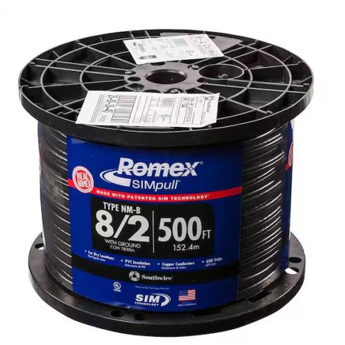 DALLAS LOCATION - SOUTHWIRE 500 ft. 8/2 Black/Red Stranded Romex SIMpull CU NM-B W/G Wire