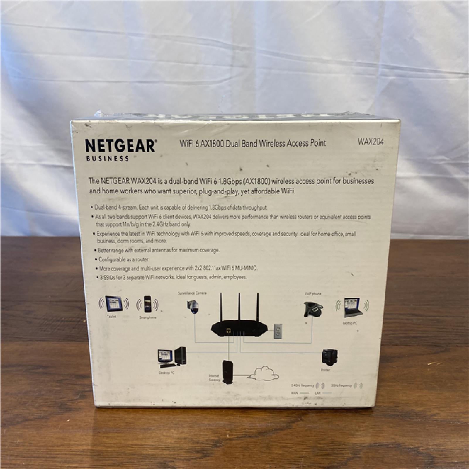 NEW! NETGEAR Wireless Desktop Access Point (WAX204) - WiFi 6 Dual-Band AX1800 Speed | 4 X 1G Ethernet Ports | 802.11ax | WPA3 Security | Create up to 3 Sep