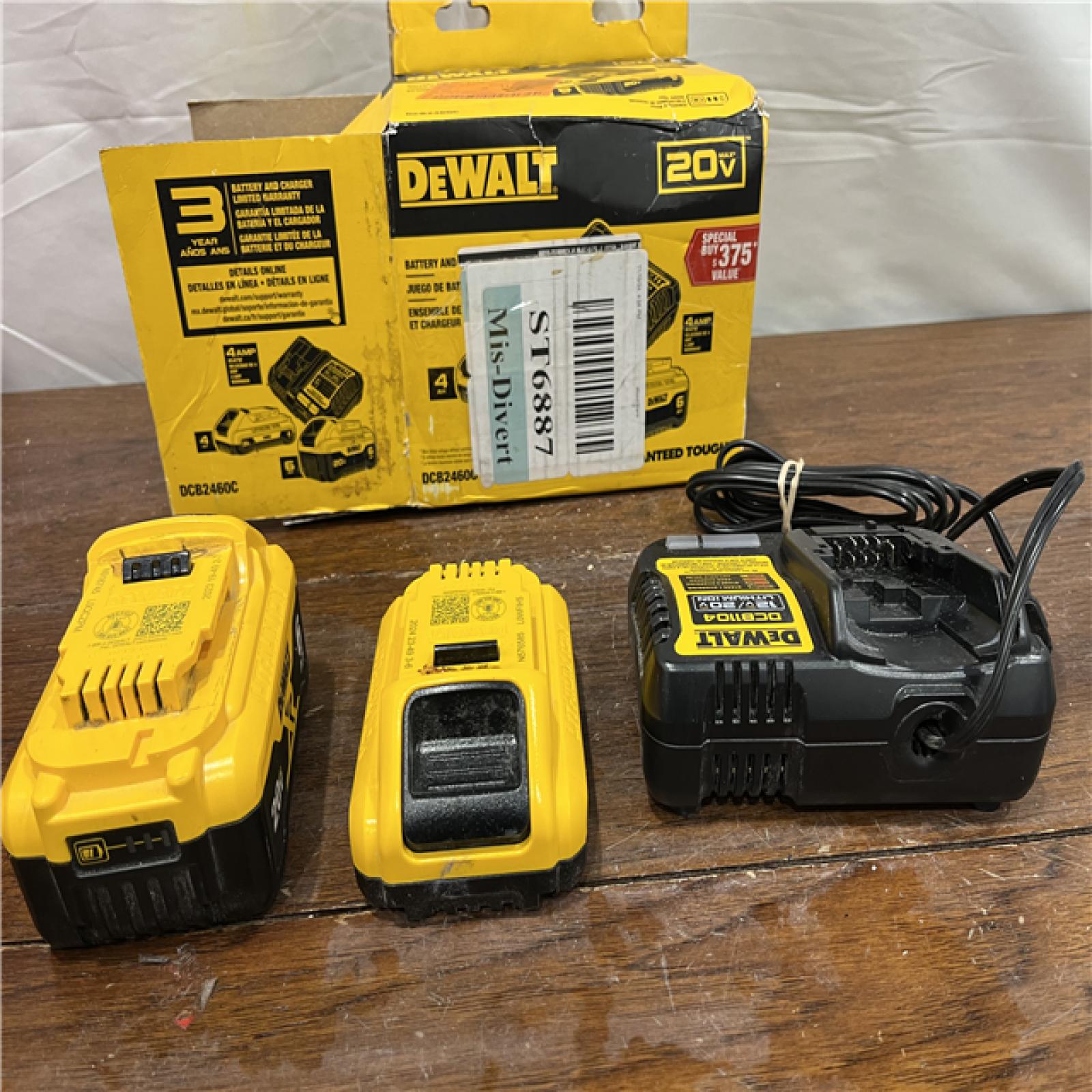 AS-ISDEWALT 20V MAX Lithium-Ion 6.0Ah and 4.0Ah Battery and Charger Starter Kit