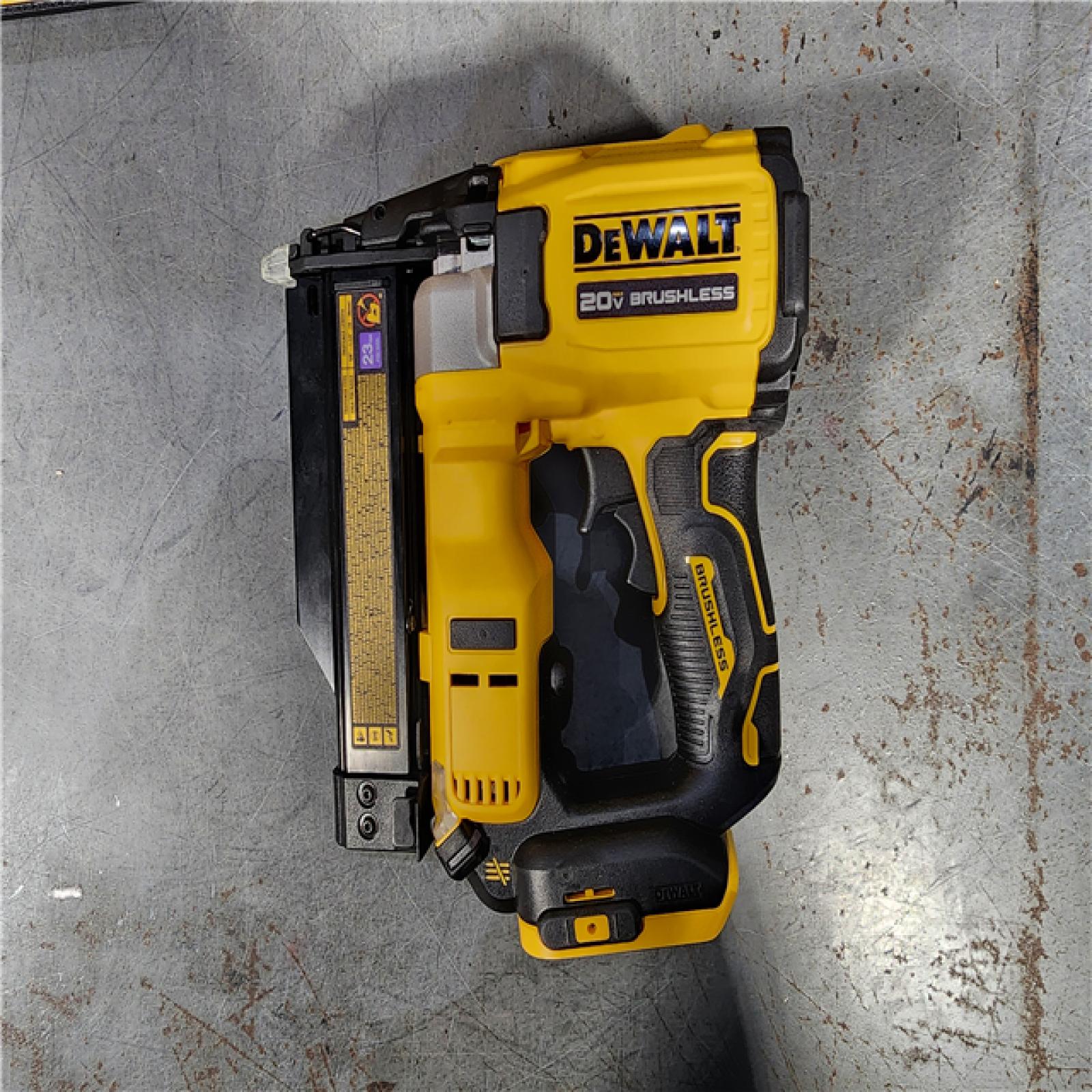 HOUSTON LOCATION - AS-IS DEWALT ATOMIC 20V MAX Lithium Ion Cordless 23 Gauge Pin Nailer Kit with 2.0Ah Battery and Charger