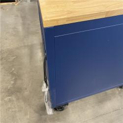 DALLAS LOCATION- Husky Tool Storage Heavy Duty 84 in. W x 24 in. D Matte Blue Mobile Workbench Cabinet