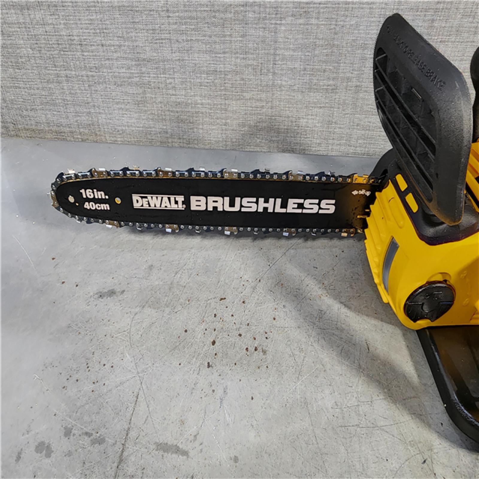 HOUSTON LOCATION - AS-IS DEWALT  FLEXVOLT 60V MAX 16in. Brushless Cordless Battery Powered Chainsaw Kit with (1) FLEXVOLT 2 Ah Battery & Charger