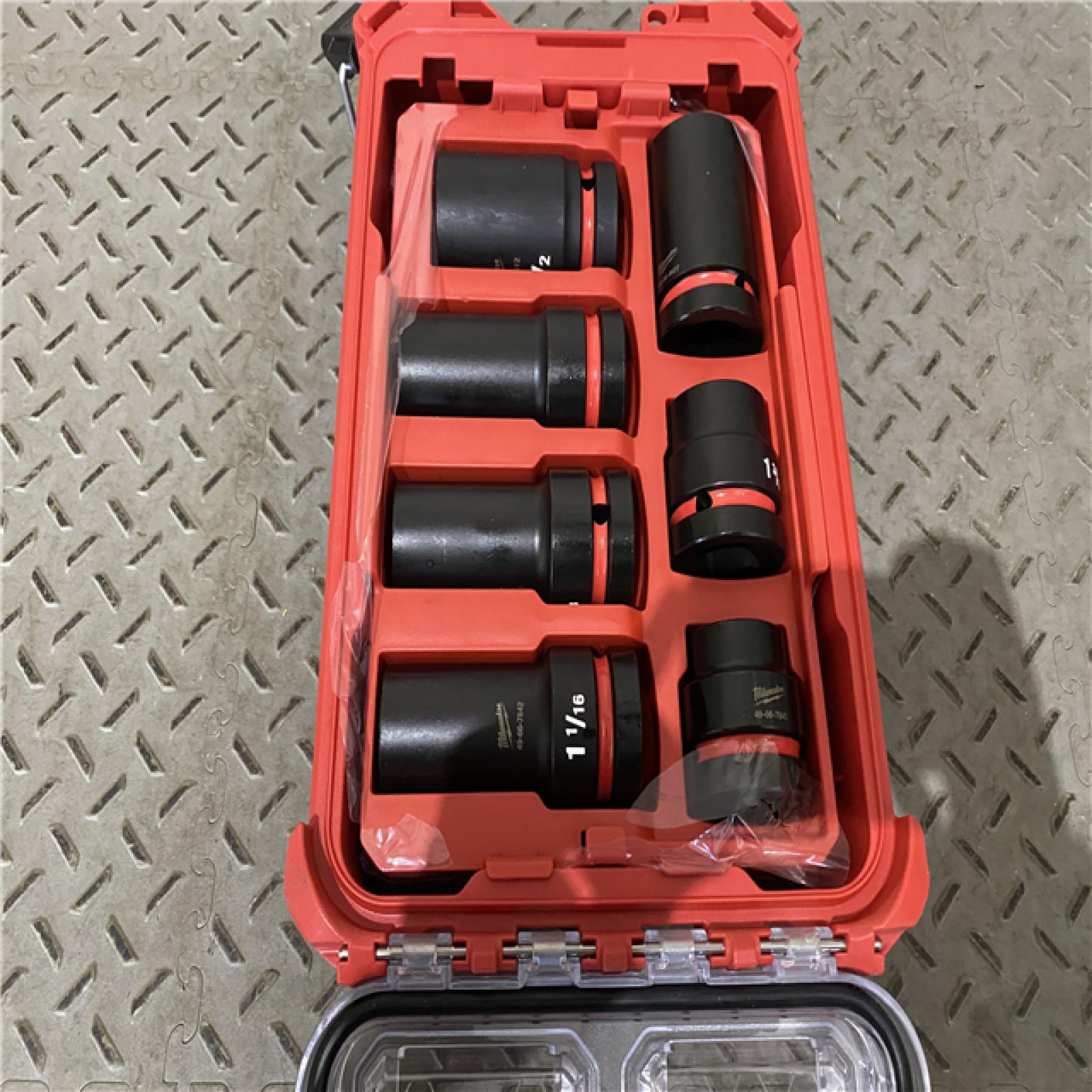 Houston location AS-IS SHOCKWAVE Impact Duty 1 in. Drive 7-Piece MM and SAE Wheel Service Socket-Pack OUT Set