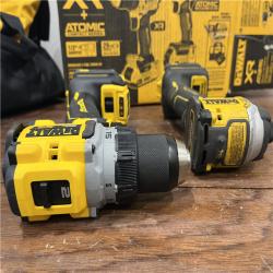 AS-ISDEWALT 20V MAX XR Cordless Drill/Driver, ATOMIC Impact Driver 2 Tool Combo Kit, (2) 2.0Ah Batteries, Charger, and Bag