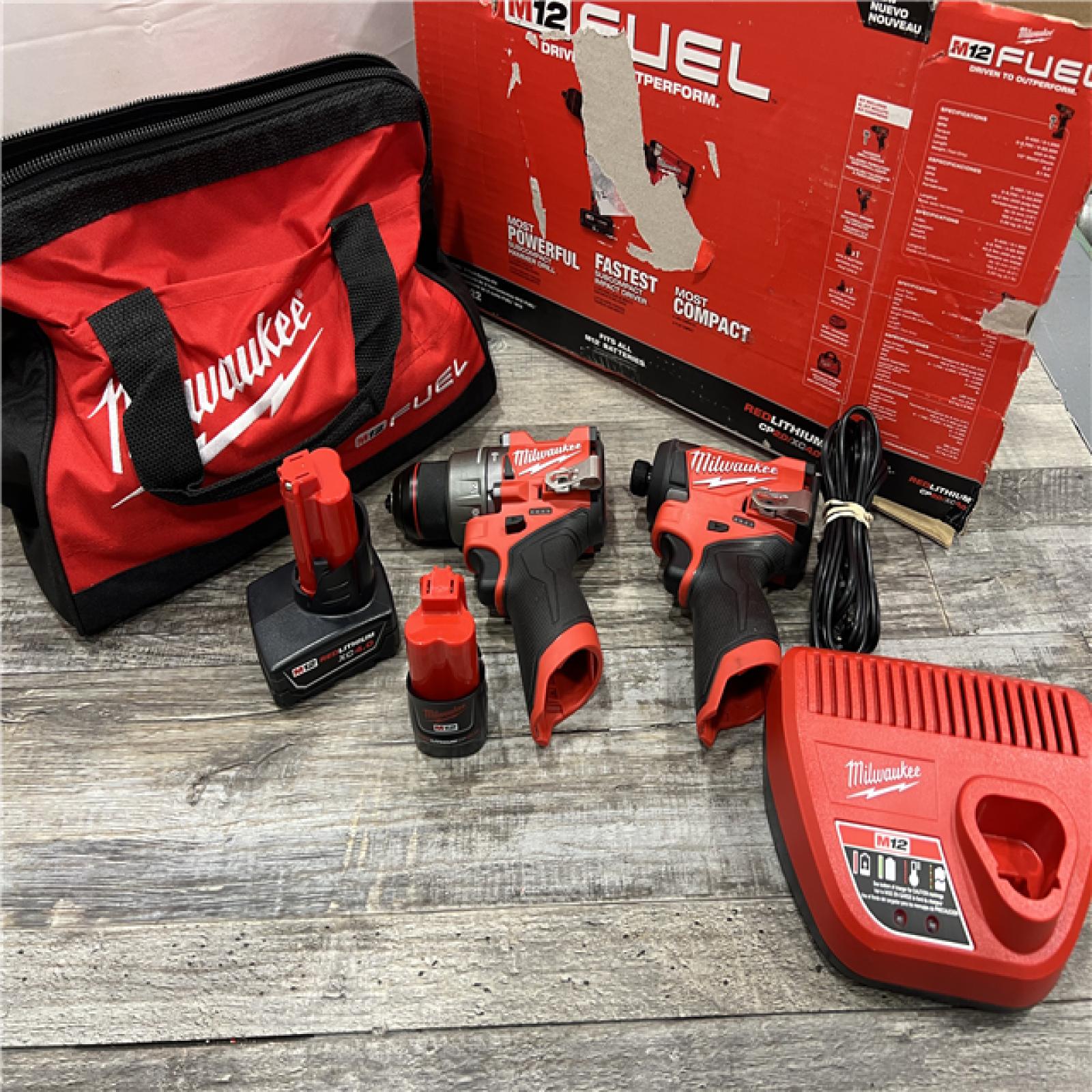 AS-IS Milwaukee 3497-22 12V Brushless Hammer Drill and Impact Driver Combo Kit