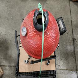 Phoenix Location Kamado Joe Big Joe II 24 in. Charcoal Grill in Red with Cart, Side Shelves, Grate Gripper, and Ash Tool